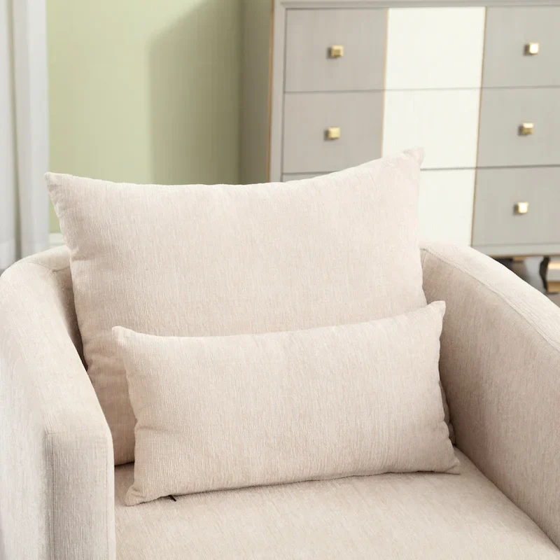 GDFStudio - Harper Chenille Swivel Barrel Chair with Sturdy Metal Base and Ergonomic Design