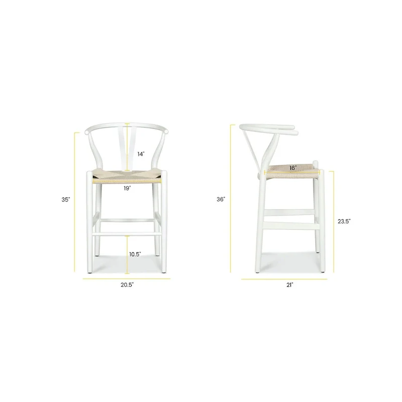 Weave 23.5 Seat Height Counter Stool - Solid Wood with Woven Seat