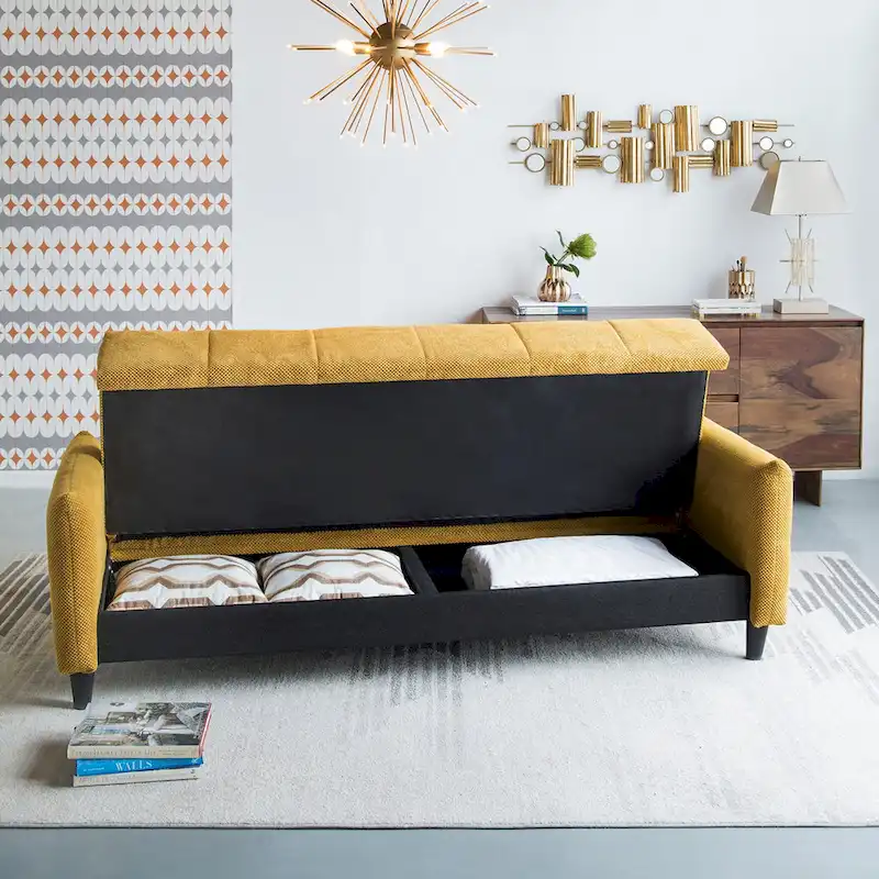 79-inch Mustard Large Biscuit Tufted Sofa Bed