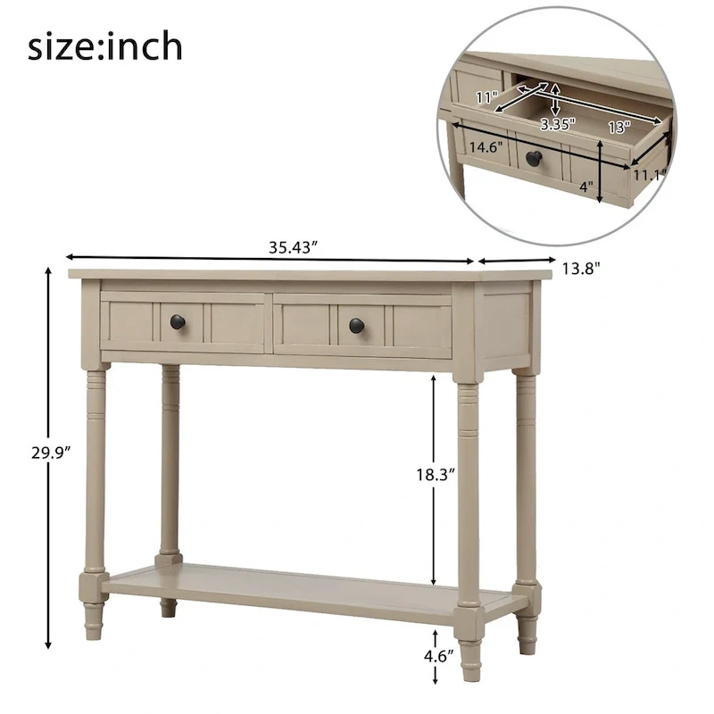 Daisy Series Console Table with 2 Drawers and Bottom Shelf