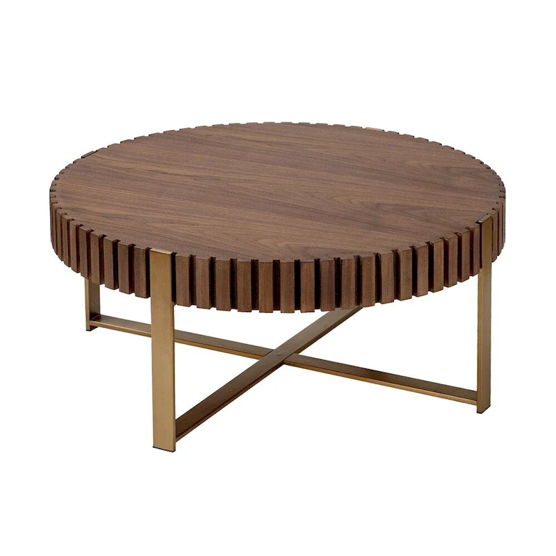 Modern 31.5 Round Coffee Table with Sturdy Metal Pedestal
