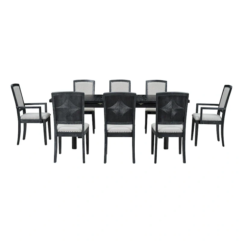 7-Piece Wooden Dining Table Set with Extendable Table & 6 Chairs