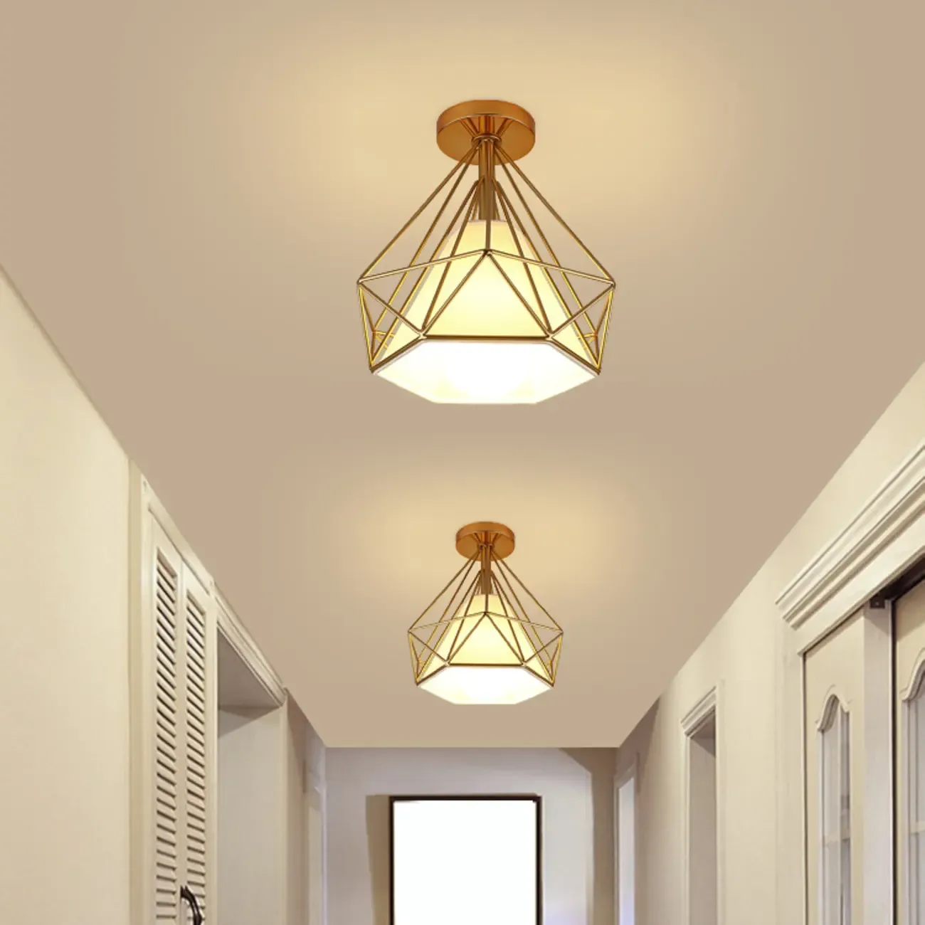 Creative Iron LED Semi Flush Lamp Fixture for Indoor Lighting