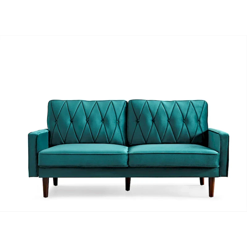 Feemster 69.3 Wide Velvet Tufted Cushion Back Sofa