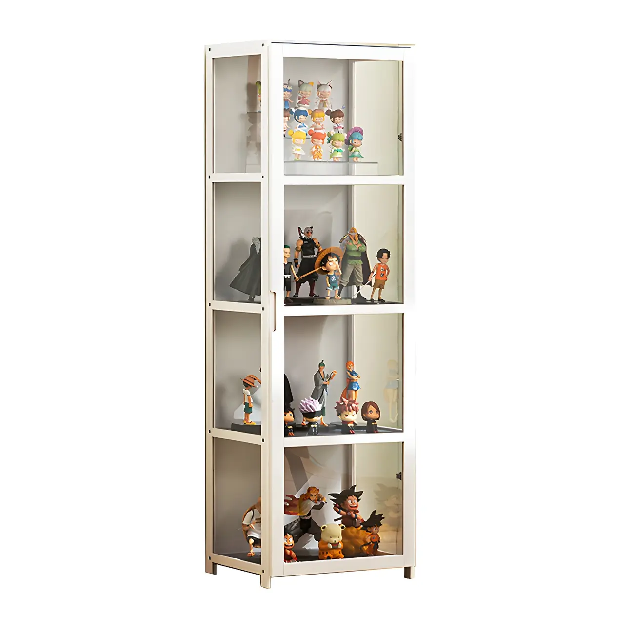 White Modern Bamboo Clear Figure Curio Cabinet