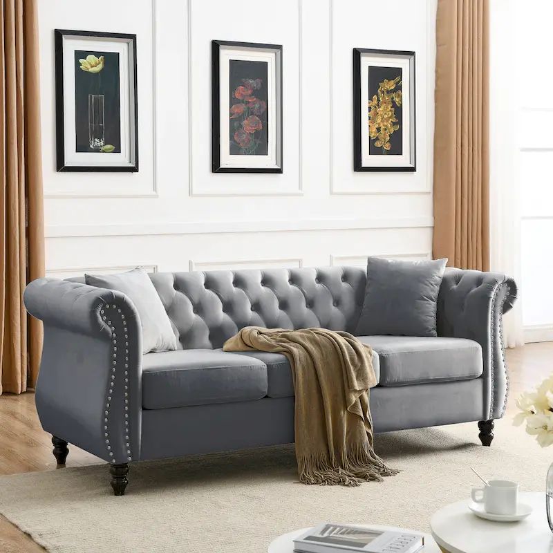 Chesterfield Sofa Grey Living Room