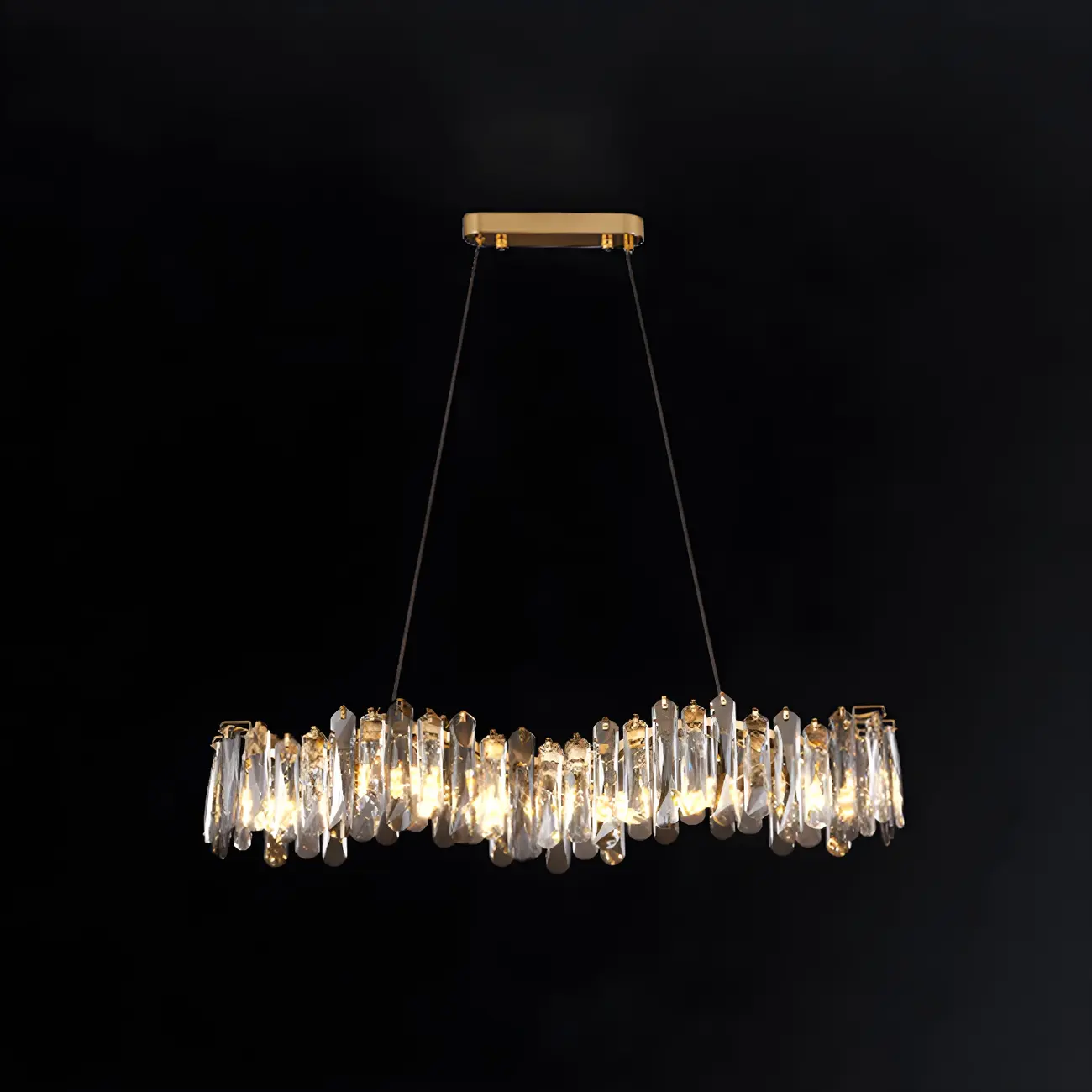 Elegant Grey Crystal Linear Island Pendant Light