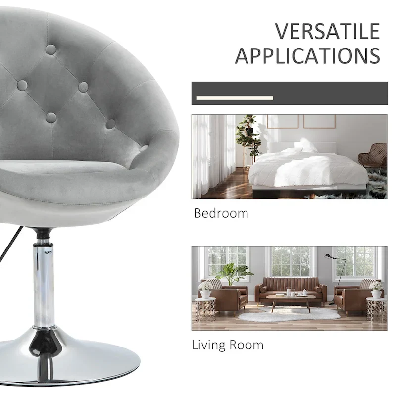 HOMCOM Swivel Accent Chair Modern Makeup Vanity Chair Adjustable Height Leisure Lounge Chair