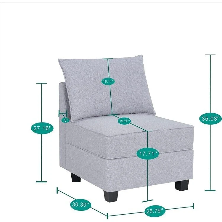 Modern DIY Convertible Modular Sectional Ultimate Sofa Collection - Optional Ottoman Middle and Armrest Modules