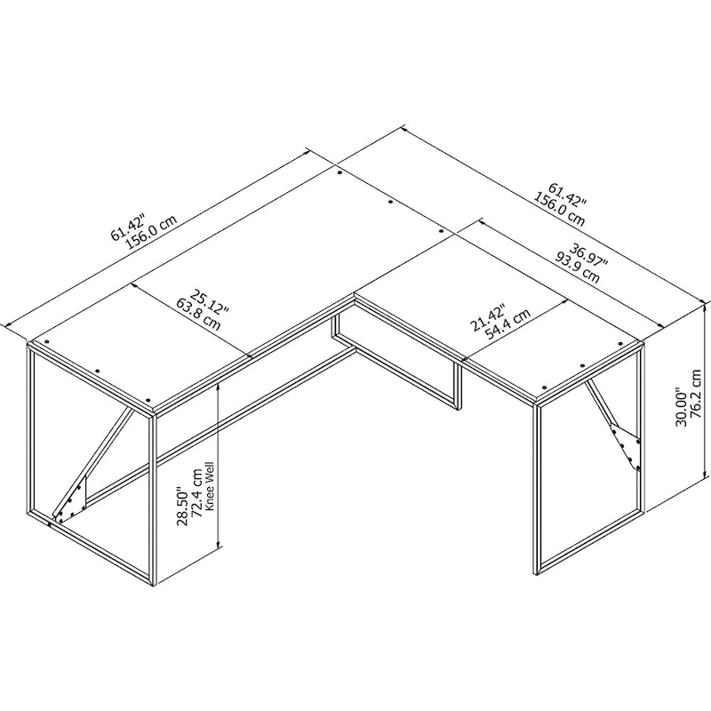 Bush Furniture Refinery 62W L Shaped Industrial Office Desk