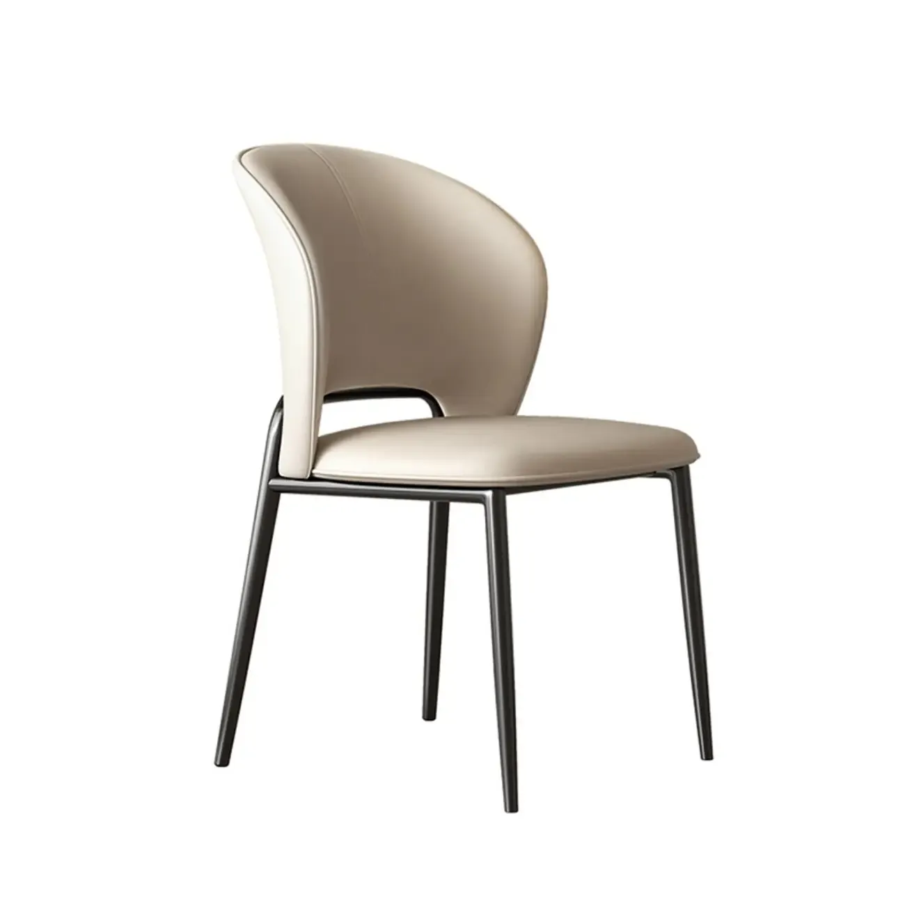 Modern Faux Leather Curved Low Back Dining Chair