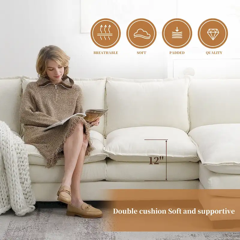 Modern L-shaped Cloud Sofa with Chaise Lounge