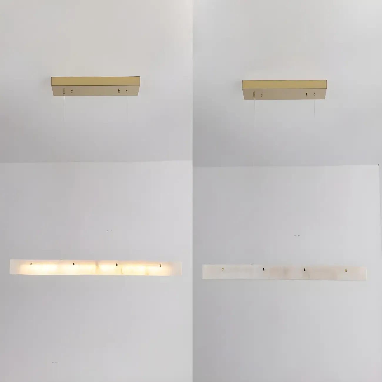 Modern Gold Metal Rectangle Kitchen Island Pendant Light