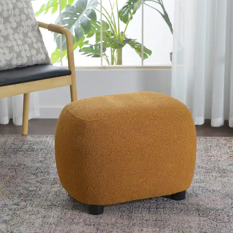 KINWELL 23 Wide Boucle Upholstered Footstool Ottoman Sofa Chair Footrest