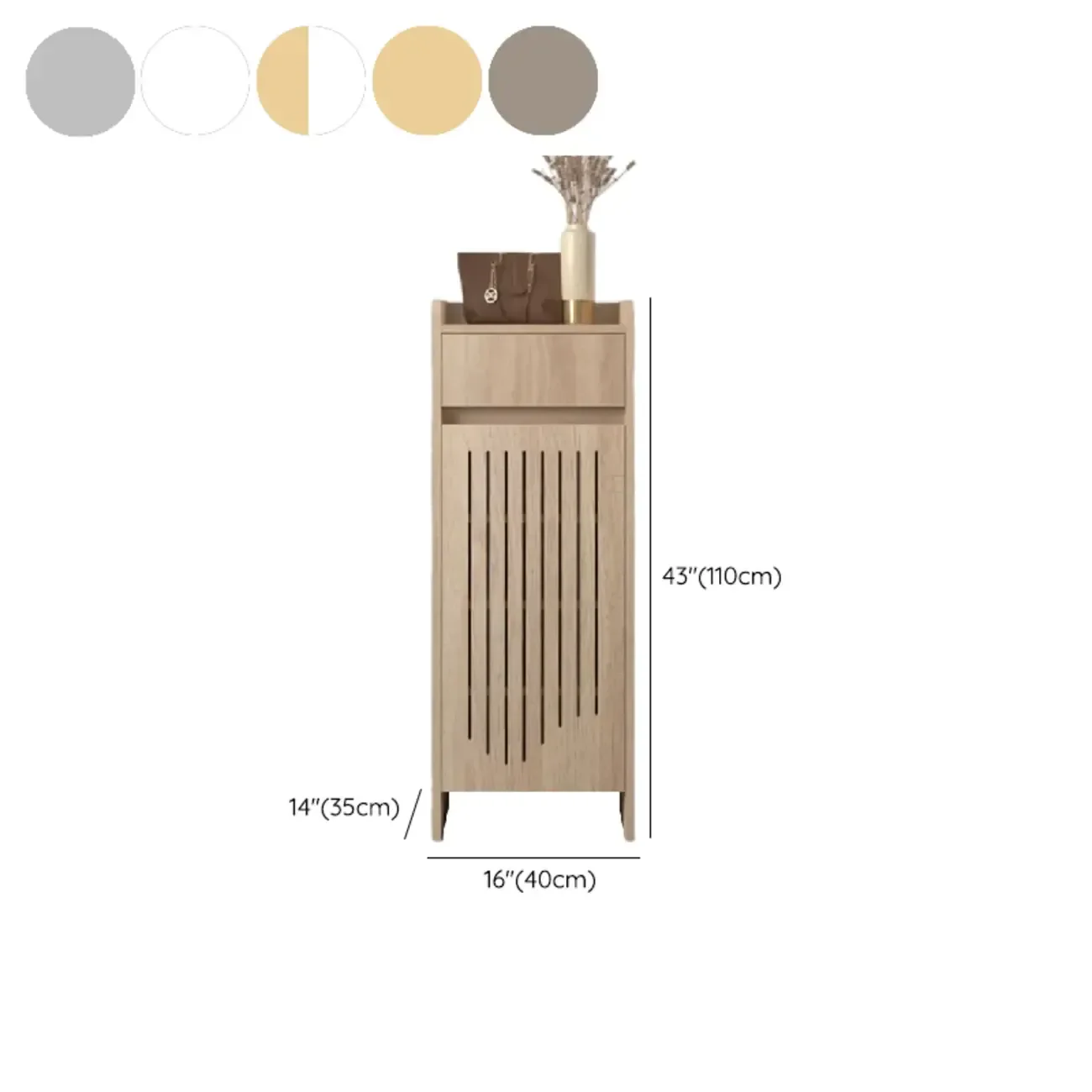 Modern Slim Wood Beige Entryway Shoe Cabinet