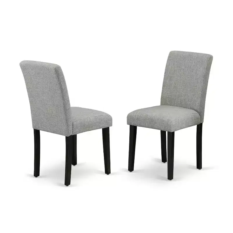 Black Rectangle Dining Table Set with Shitake Linen Chairs, Seats 6 (7-Piece)