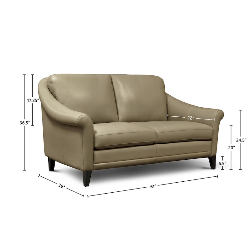 Sienna 100% Genuine Leather Midcentury Modern Loveseat