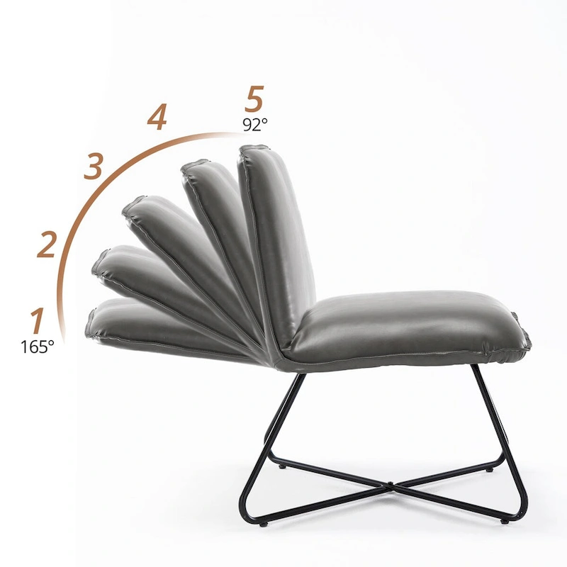 LUE BONA Mid Century Faux Leather Accent Chair With Adjustable Backrest - 31.5 H X 22.2 W X 23.6 D