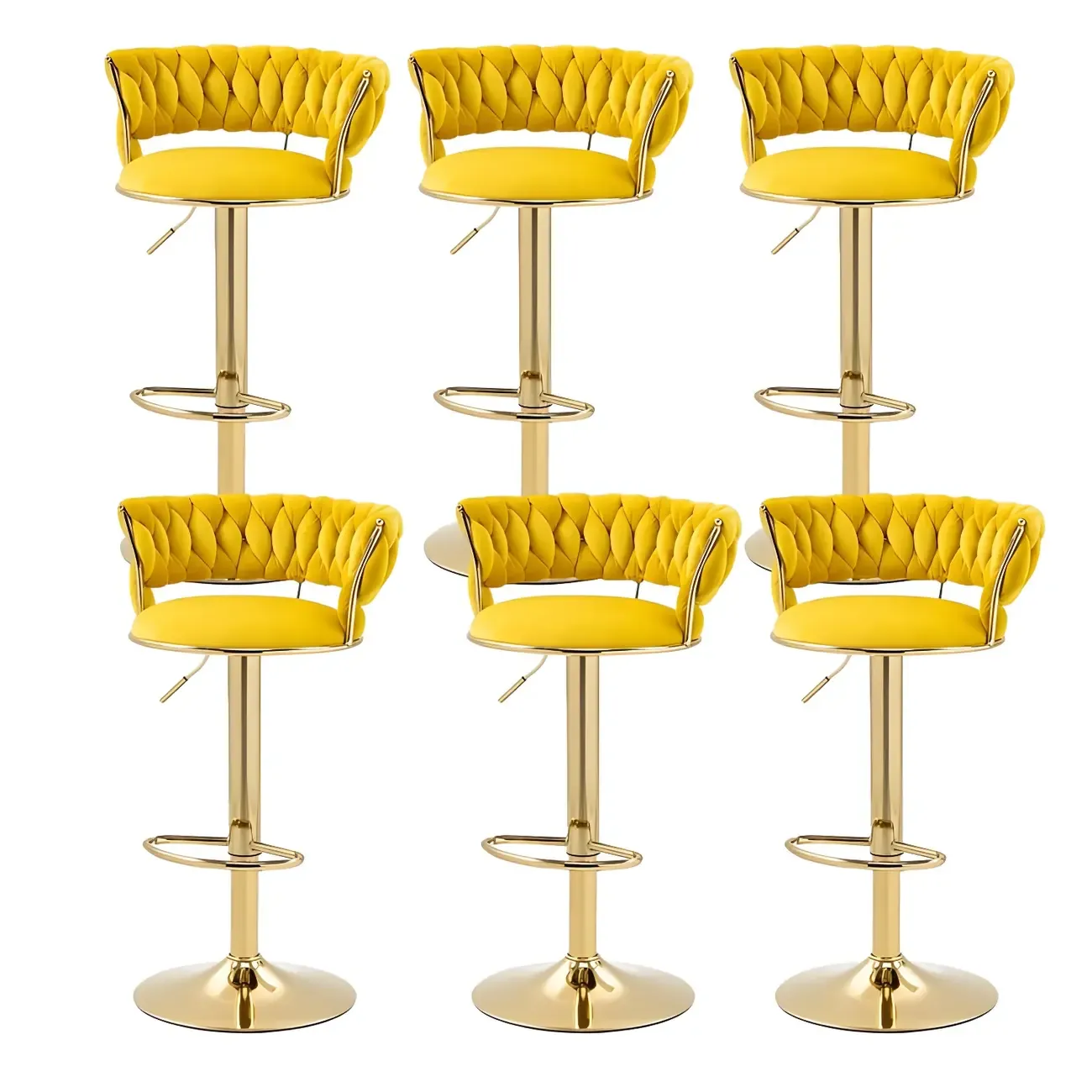 Gold Base Low Back Adjustable Swivel Bar Stool