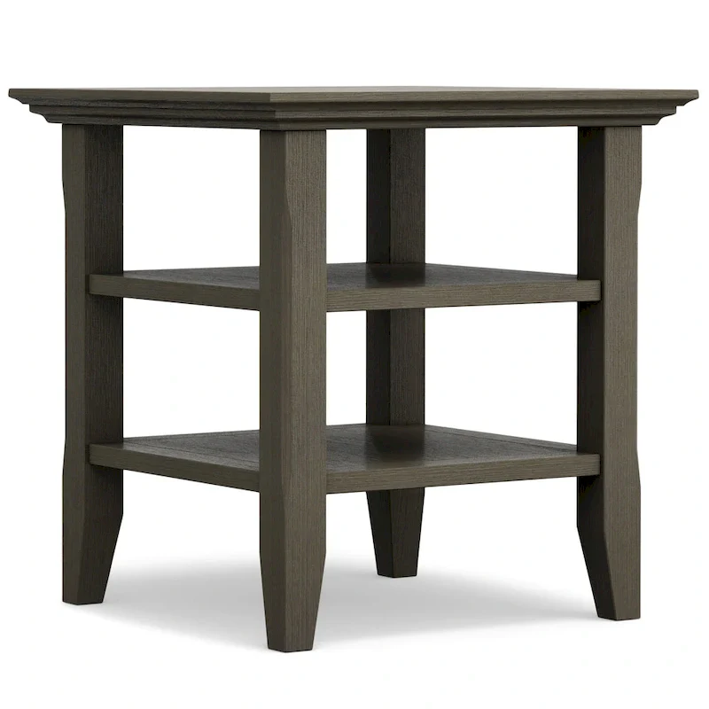Square End Table with Open Shelves - 19 Inch Wide