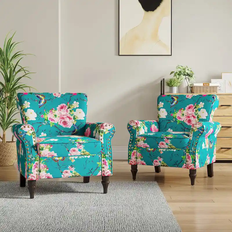 Living Room Armchair with Nailhead Trim - 29.9W x 29.9H x 32.9D