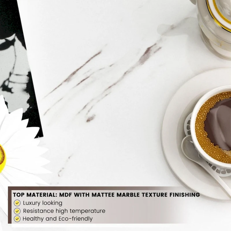 Mieres 39  Wide 2-Tier Faux Marble Top Coffee Table with Steel Frame