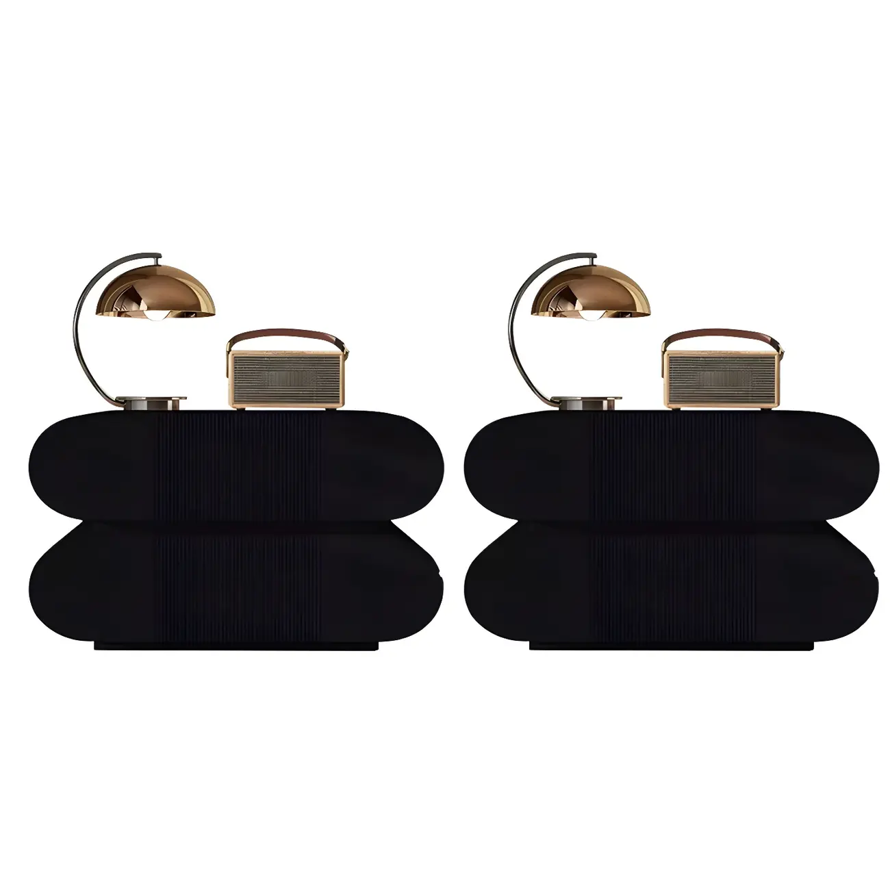 Modern Wood Striped White 2-Drawer Nightstand