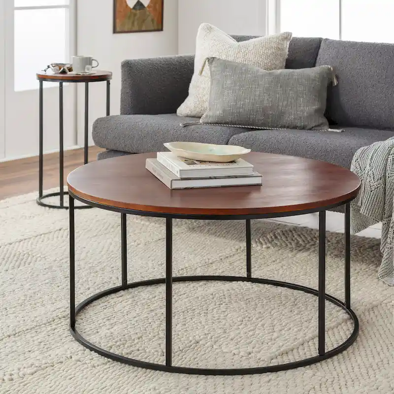 Modern Round Mixed Material Coffee Table