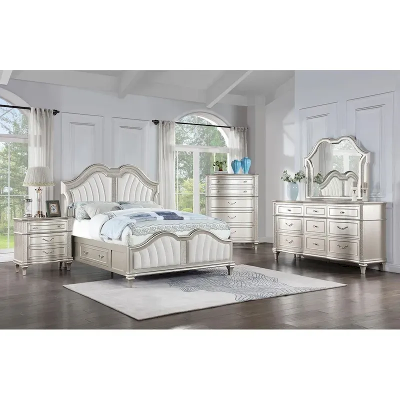 Rosarito Silver Oak and Ivory 5-piece Storage Bed