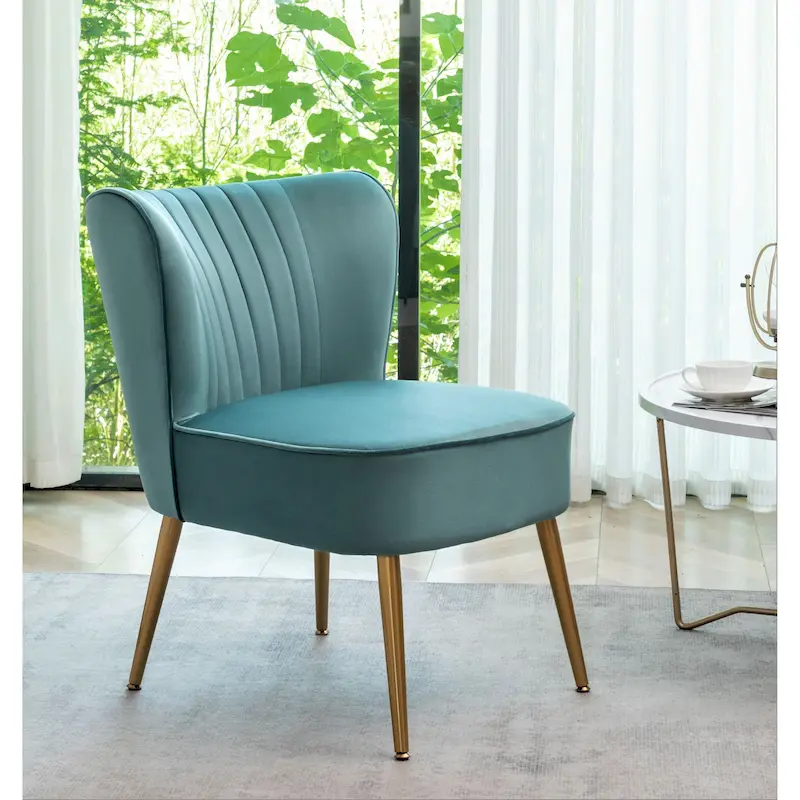 Sauter 23.2 Wide Mid-Century Modern Microfiber Accent Chair with Metal Leg