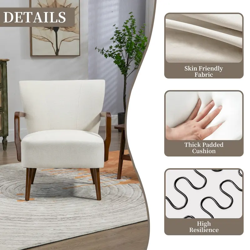 Modern chairs in the living room, wooden frame armchairs