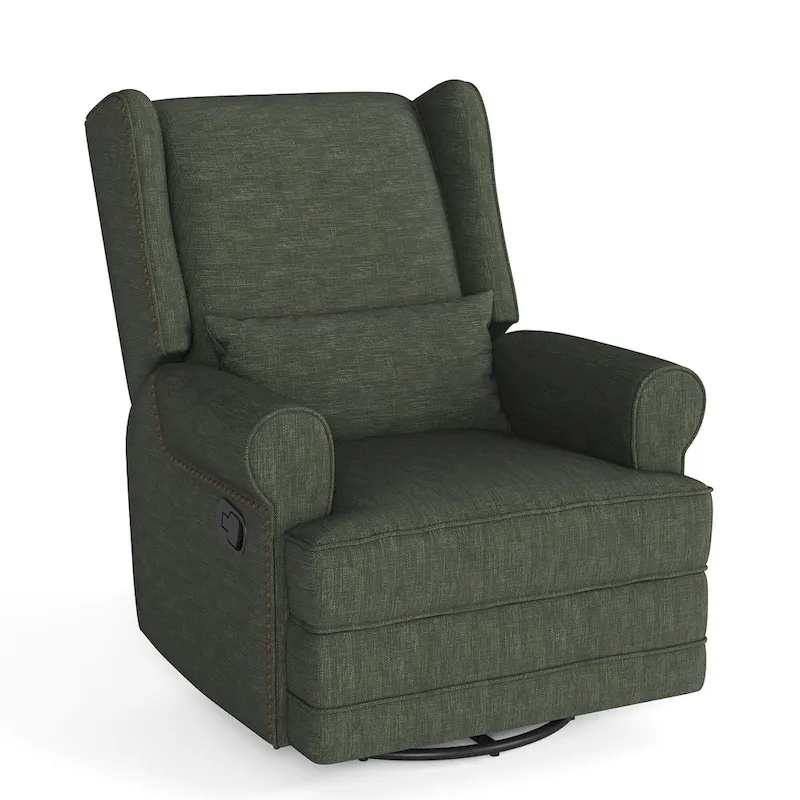 Swivel Recliner Chair with Extra Large Footrest, Grey