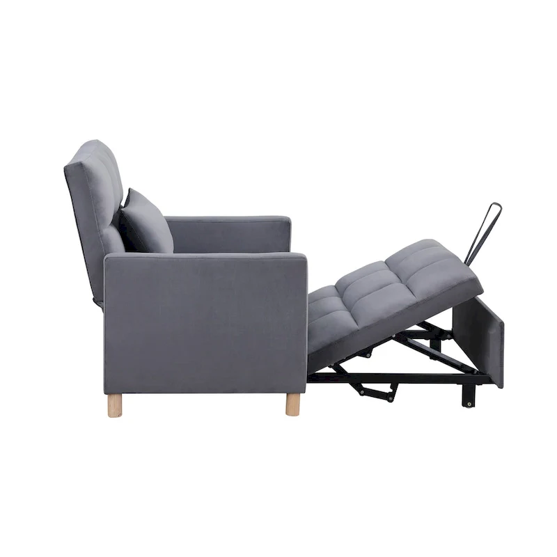 3-in-1 Convertible Sleeper Sofa Lounge Chair Bed, Black