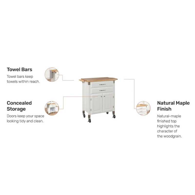 Homestyles Dolly Madison Kitchen Cart with Wood Top