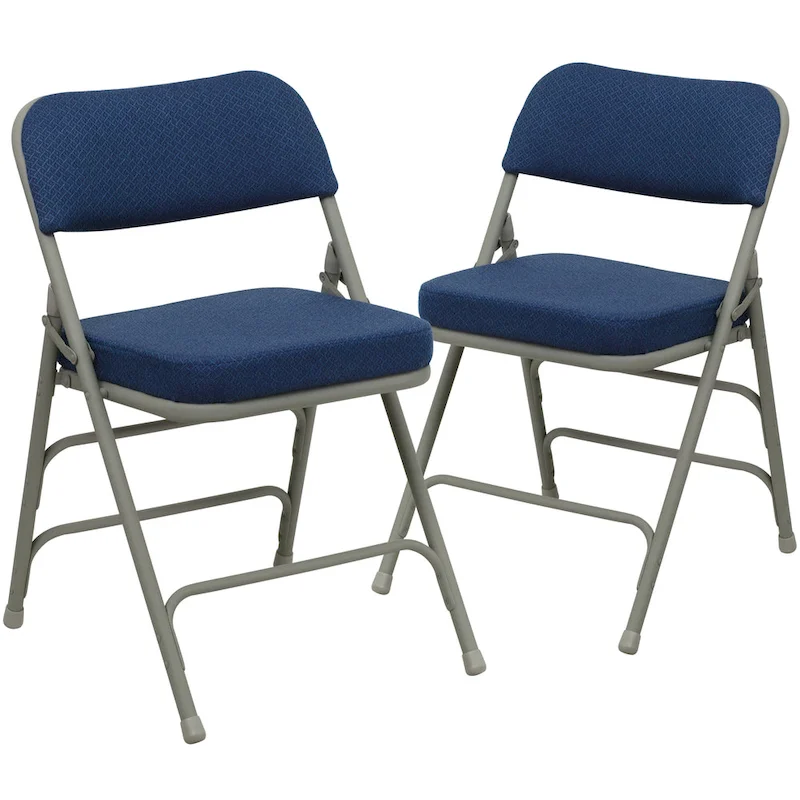 2 Pack Curved Triple Braced & Double Hinged Upholstered Metal Folding Chair