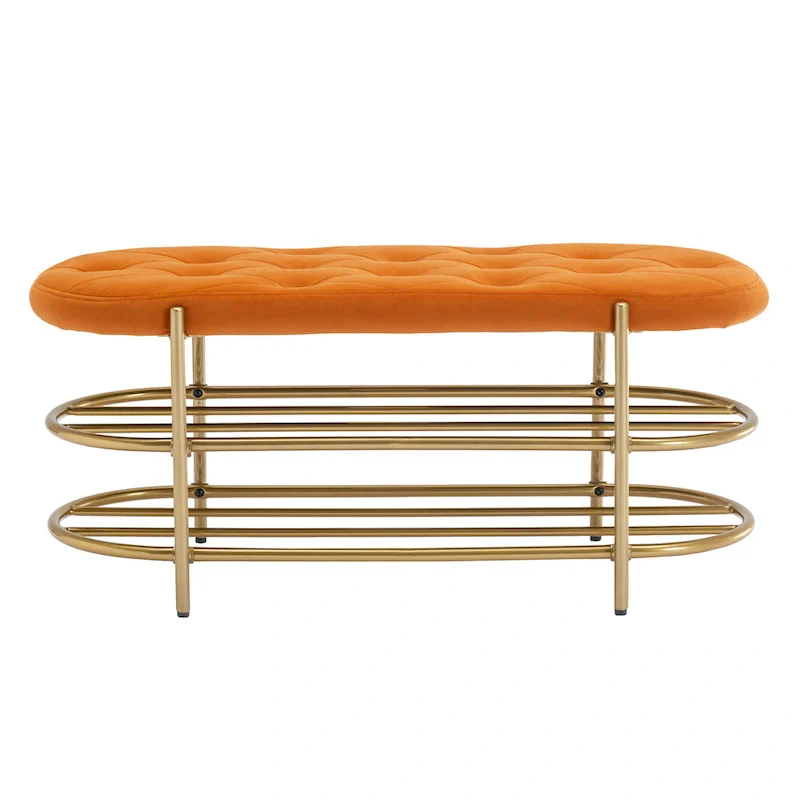 SEYNAR 40 Velvet Upholstered Living Room Bench with Double shoe rack