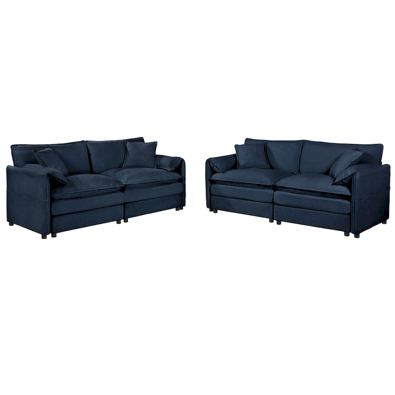 2-Piece 75.59  Chenille Cloud Loveseat Sofa Set with Deep Seat and 4 Pillows