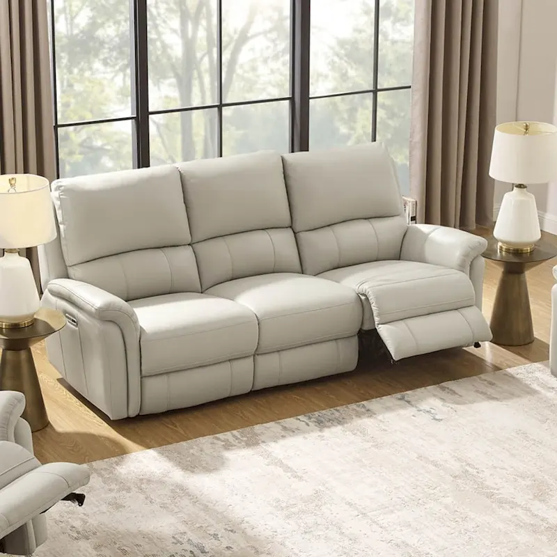 Hydeline Erindale Zero Gravity Power Recline and Headrest Top Grain Leather Sofa