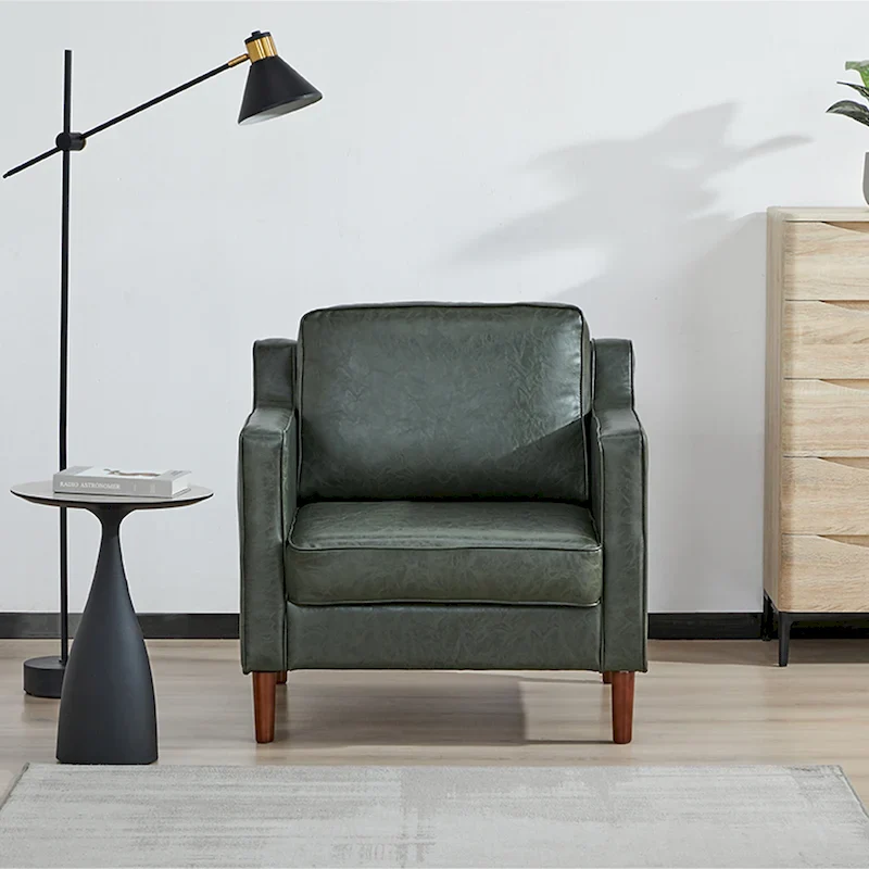 Sedona Modern Accent Chair, Faux Linen / Vegan Leather Armchair