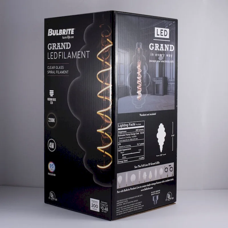 Bulbrite 4 Watt Grand Filaments Medium Dimmable (E26) LED Bulb - 200 Lumens, 2200K, and 95 CRI