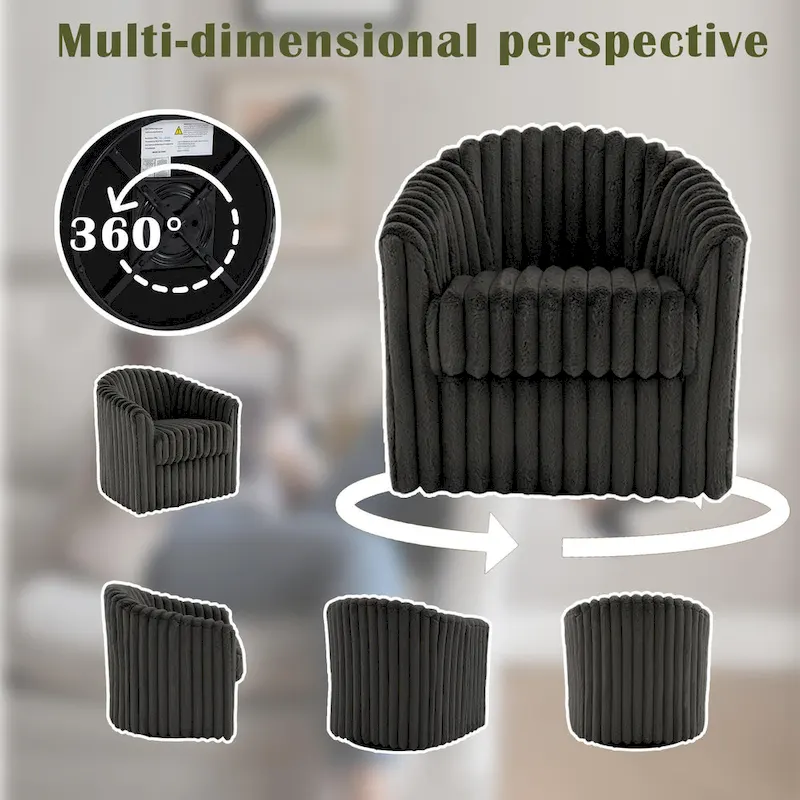 Single Sofa Armchair Swivel Barrel Chair (Set of 2)