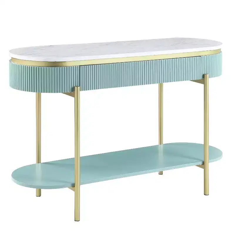 Cartehena Faux Marble Sofa Table with Drawer - HOMES: Inside + Out
