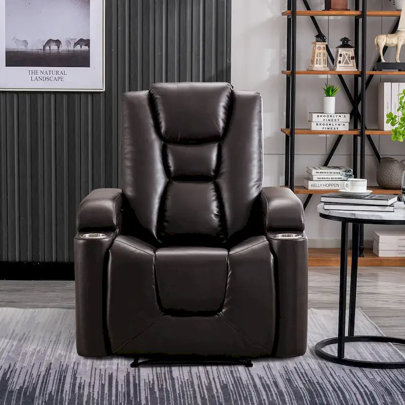 Power Leather Recliner Chair Home Theater Seating Soft