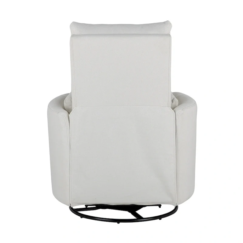 Beige Upholstered Swivel Rocker Recliner with Manual Recline, 360 Swivel, and Two Removable Cushions