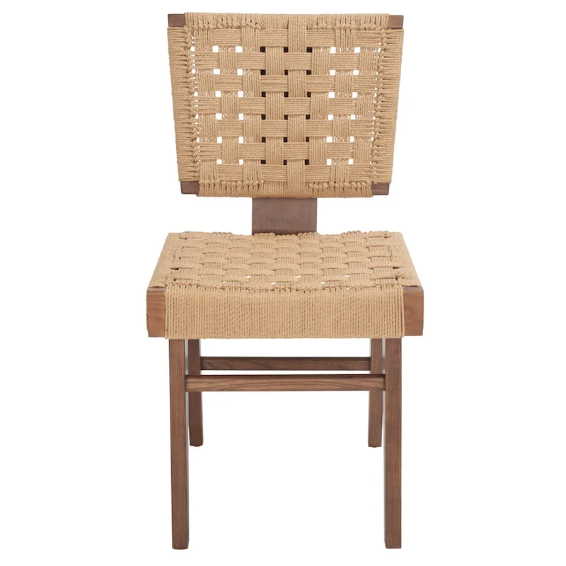 Woven Dining Chair Set of 2 - Natural Rattan Armless