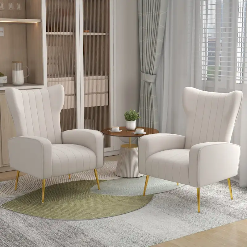 Upholstered Wingback Accent Chair - 26.4W x 37.8H x 32.6D