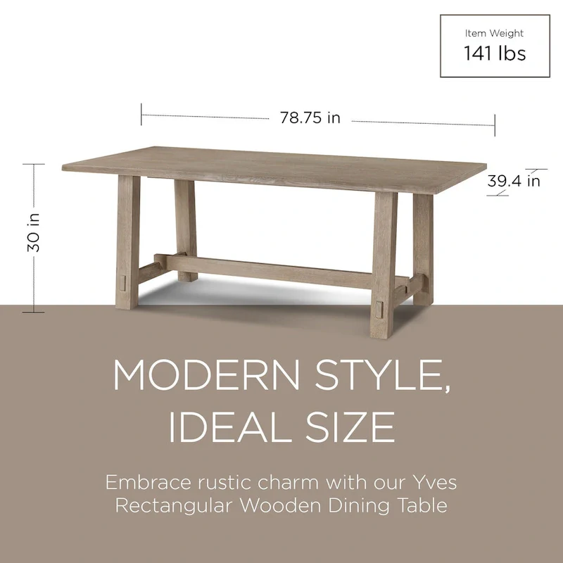 Rectangular Wooden Dining Table (Weathered Black Finish)