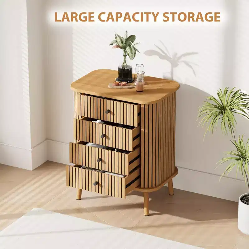 Fluted 4 Drawers Dresser, Tall Modern Chest of Drawers, Bedroom Dressers with Drawers
