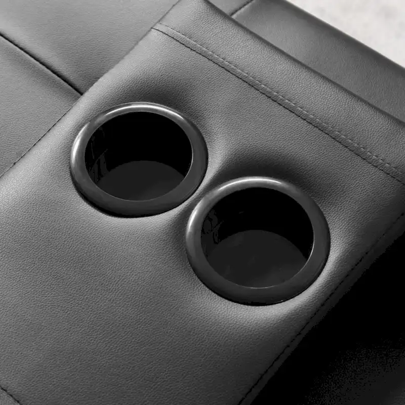 PU Upholstered Modern Convertible Folding Futon Sofa Bed Removable Armrests, Metal Legs, with 2 Cupholders