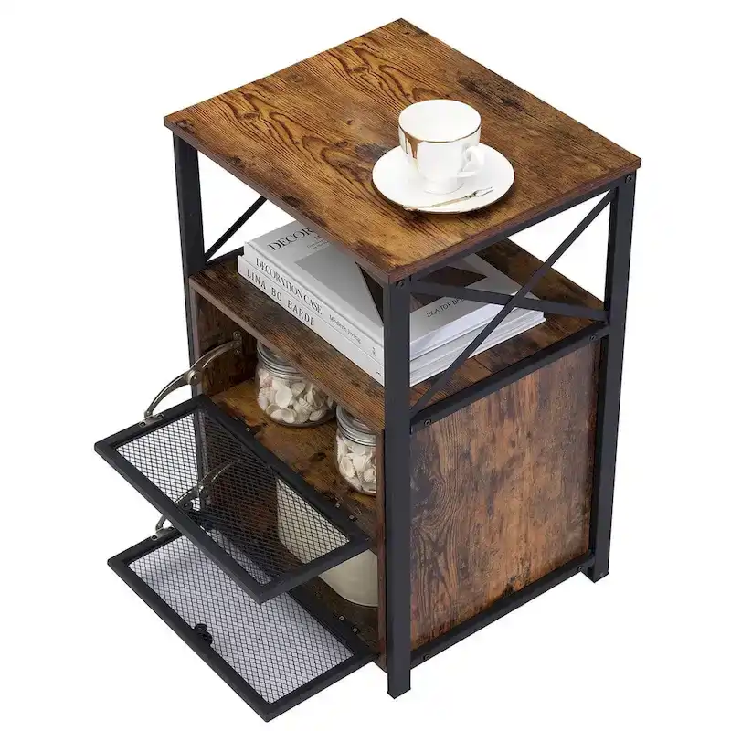 Taomika 3-pieces Industrial Modern Bed Frame and Nightstands Set